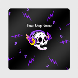 Магнит виниловый Квадрат Three Days Grace неоновый череп