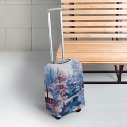 Чехол для чемодана 3D Японская зима в сельской местности  - фото 2