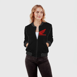 Женский бомбер 3D Honda red logo auto steel - фото 2