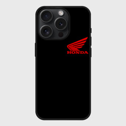 Чехол силиконовый для Apple iPhone 15 Pro матовый Honda red logo auto steel