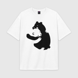Женская футболка Oversize хлопок texturе Медведи обнимаются 