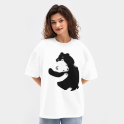 Женская футболка Oversize хлопок texturе Медведи обнимаются  - фото 2
