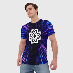 Мужская футболка 3D Breaking Benjamin neon energy - фото 2