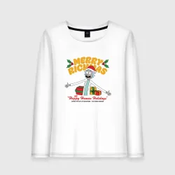 Женский лонгслив хлопок Рик и Морти  подарки Merry Rickmas 