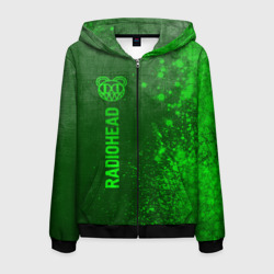 Мужская толстовка 3D на молнии Radiohead - green gradient по-вертикали