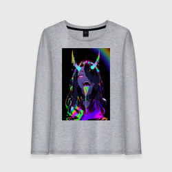 Женский лонгслив хлопок Дьяволица - секси ахегао - аниме суккуб