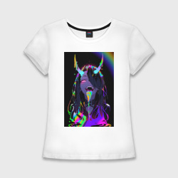 Женская футболка хлопок Slim Дьяволица - секси ахегао - аниме суккуб