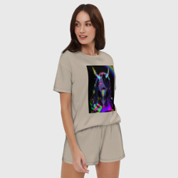 Женская пижама с шортиками хлопок Дьяволица - секси ахегао - аниме суккуб - фото 2