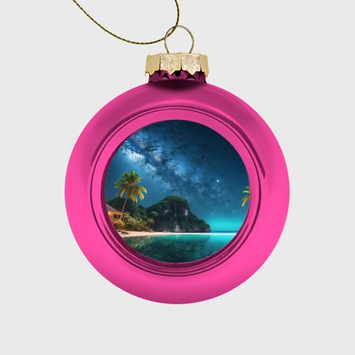 Ёлочный шар стеклянный/пластиковый Island beach и звездное небо
