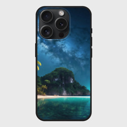 Чехол силиконовый для Apple iPhone 15 Pro матовый Island beach и звездное небо