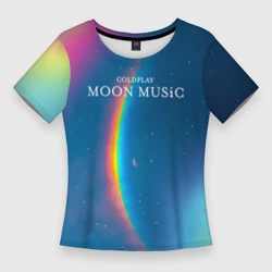 Женская футболка 3D Slim Moon music Coldplay