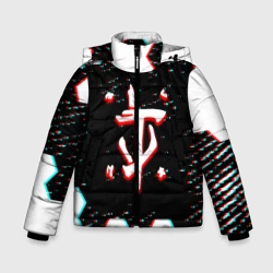 Зимняя куртка для мальчиков 3D Doom hexagon glitch color