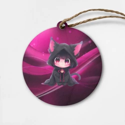 Деревянная игрушка круг Куроми - милый котёнок в капюшоне