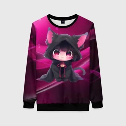 Женский свитшот 3D Куроми - милый котёнок в капюшоне