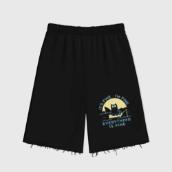 Женские шорты oversize футер хлопок Черный кот - я в порядке 