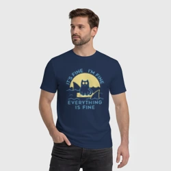 Мужская футболка хлопок Черный кот - я в порядке  - фото 2