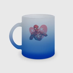 Кружка матовая стеклянная Человек-паук в сердце