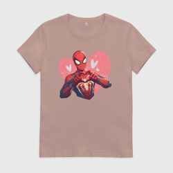 Женская футболка хлопок Человек-паук в сердце