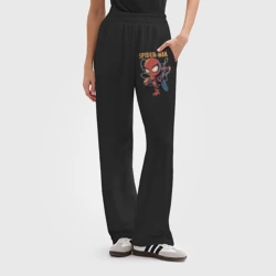 Женские брюки oversize без начеса хлопок Милый Человек-паук с паутиной - фото 2