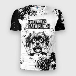 Мужская футболка 3D Slim Five Finger Death Punch - рок пес