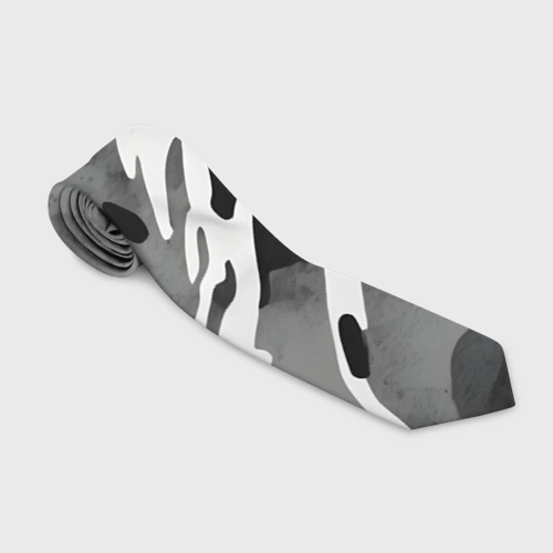 Галстук 3D Черно белый камуфляж