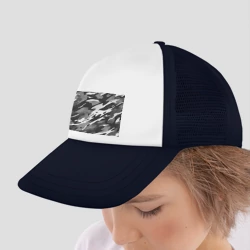 Детская кепка тракер Черно белый камуфляж