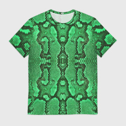 Мужская футболка 3D Зеленая кожа змеи - анималистичный узор