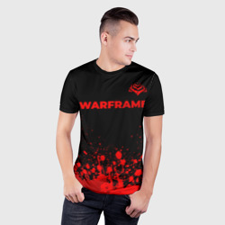 Мужская футболка 3D Slim Warframe - red gradient посередине - фото 2