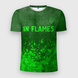 Мужская футболка 3D Slim In Flames - green gradient посередине