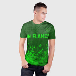 Мужская футболка 3D Slim In Flames - green gradient посередине - фото 2