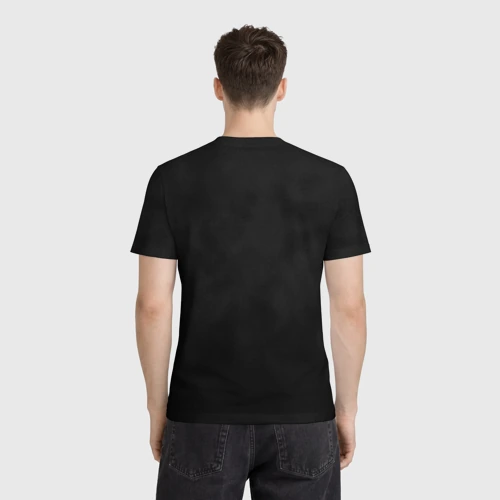 Мужская футболка 3D с принтом Красный дикий кабан на темном фоне, вид сзади #2