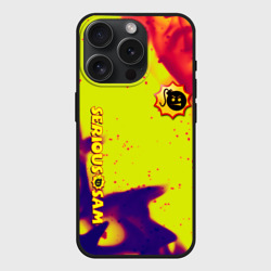 Чехол силиконовый для Apple iPhone 15 Pro матовый Serious Sam flame yellow