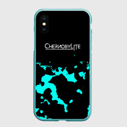 Чехол для iPhone XS Max матовый Chernobylite камуфляж голубой