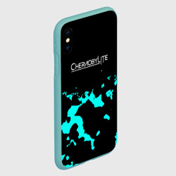 Чехол для iPhone XS Max матовый Chernobylite камуфляж голубой - фото 2