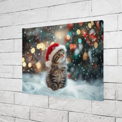 Холст прямоугольный Новогодний  котенок и снег - фото 2