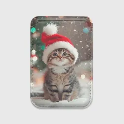 Картхолдер Magsafe магнитный Новогодний котенок  и снег