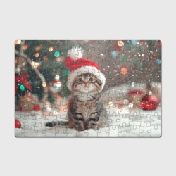 Головоломка Пазл магнитный 126 элементов Новогодний котенок  и снег