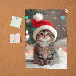 Постер Новогодний котенок  и снег - фото 2