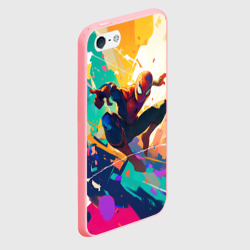 Чехол для iPhone 5/5S матовый Человек-паук на ярком фоне - фото 2