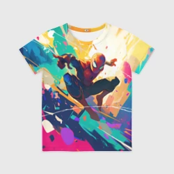 Детская футболка 3D Человек-паук на ярком фоне