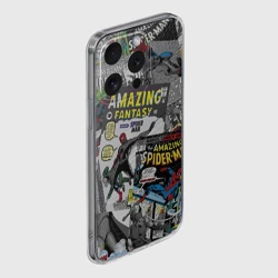 Чехол для iPhone 15 Pro силиконовый с защитой камеры Spider-man comics - фото 2