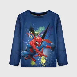 Детский лонгслив 3D Spider-man with a spider web