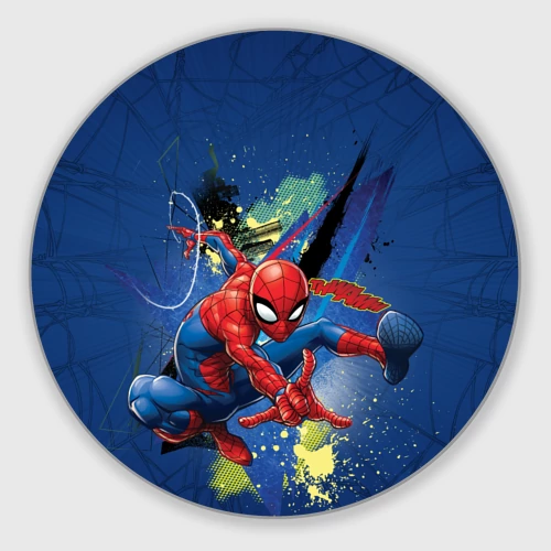 Круглый коврик для мышки Spider-man with a spider web
