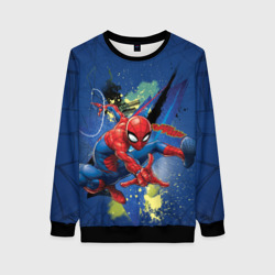 Женский свитшот 3D Spider-man with a spider web