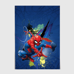 Постер Spider-man with a spider web