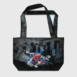 Пляжная сумка 3D Spider-man over the city