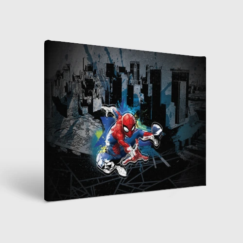Холст прямоугольный Spider-man over the city