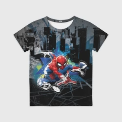 Детская футболка 3D Spider-man over the city