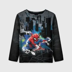 Детский лонгслив 3D Spider-man over the city