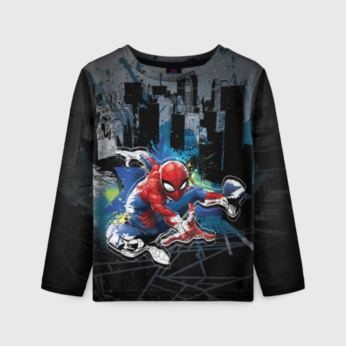 Детский лонгслив 3D Spider-man over the city